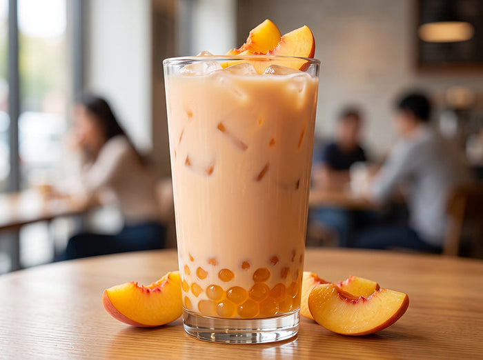 Peach Boba Milk Tea