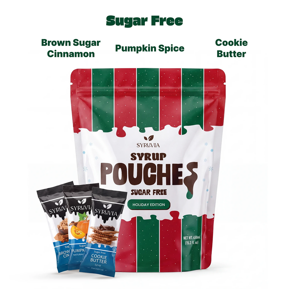 Syruvia Sugar Free Brown Sugar Cinnamon, Pumpkin Spice & Cookie Butter Syrup Pouch