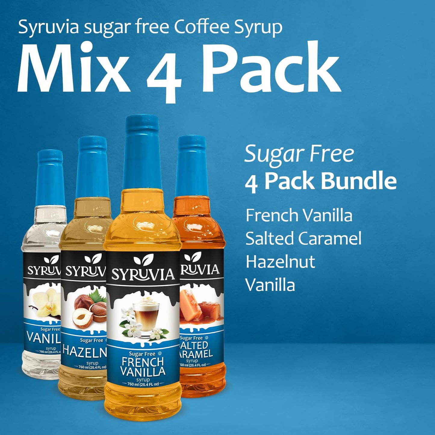 Variety Pack, Sugar-Free French Vanilla, Salted Caramel, Hazelnut, and Vanilla Syrup