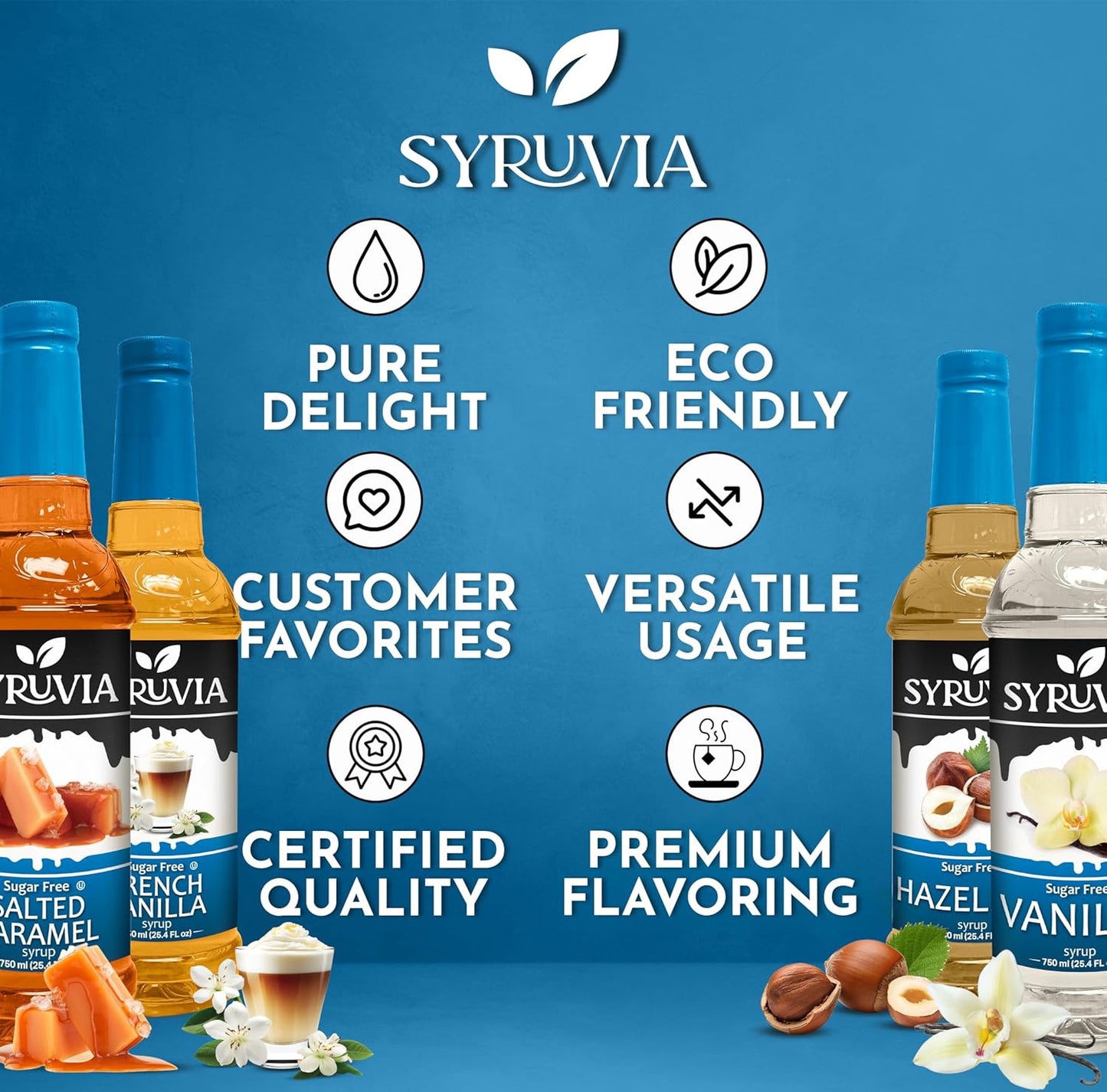 Variety Pack, Sugar-Free French Vanilla, Salted Caramel, Hazelnut, and Vanilla Syrup