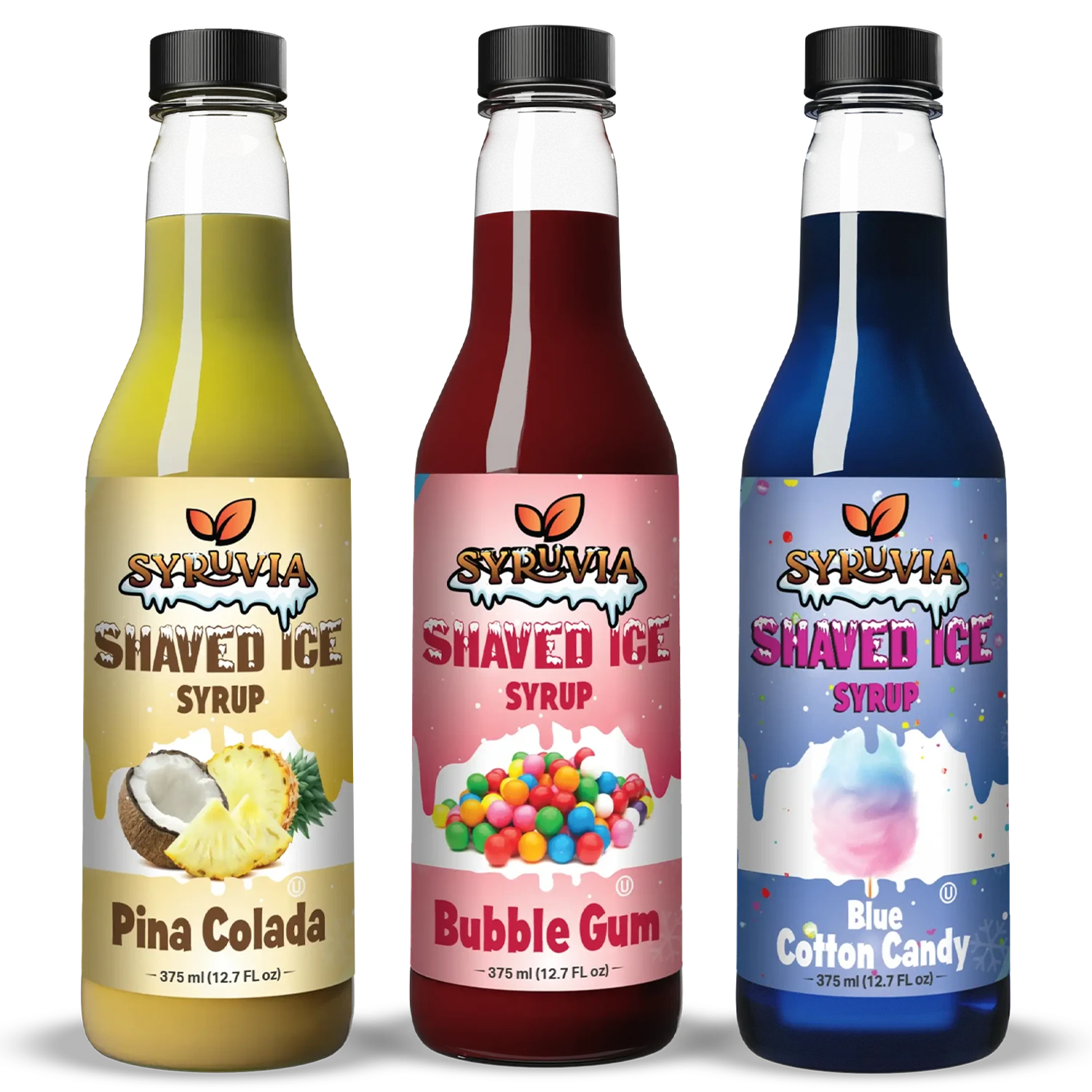 Blue Cotton Candy Bubble Gum Pina Colada Shaved Ice Syrup