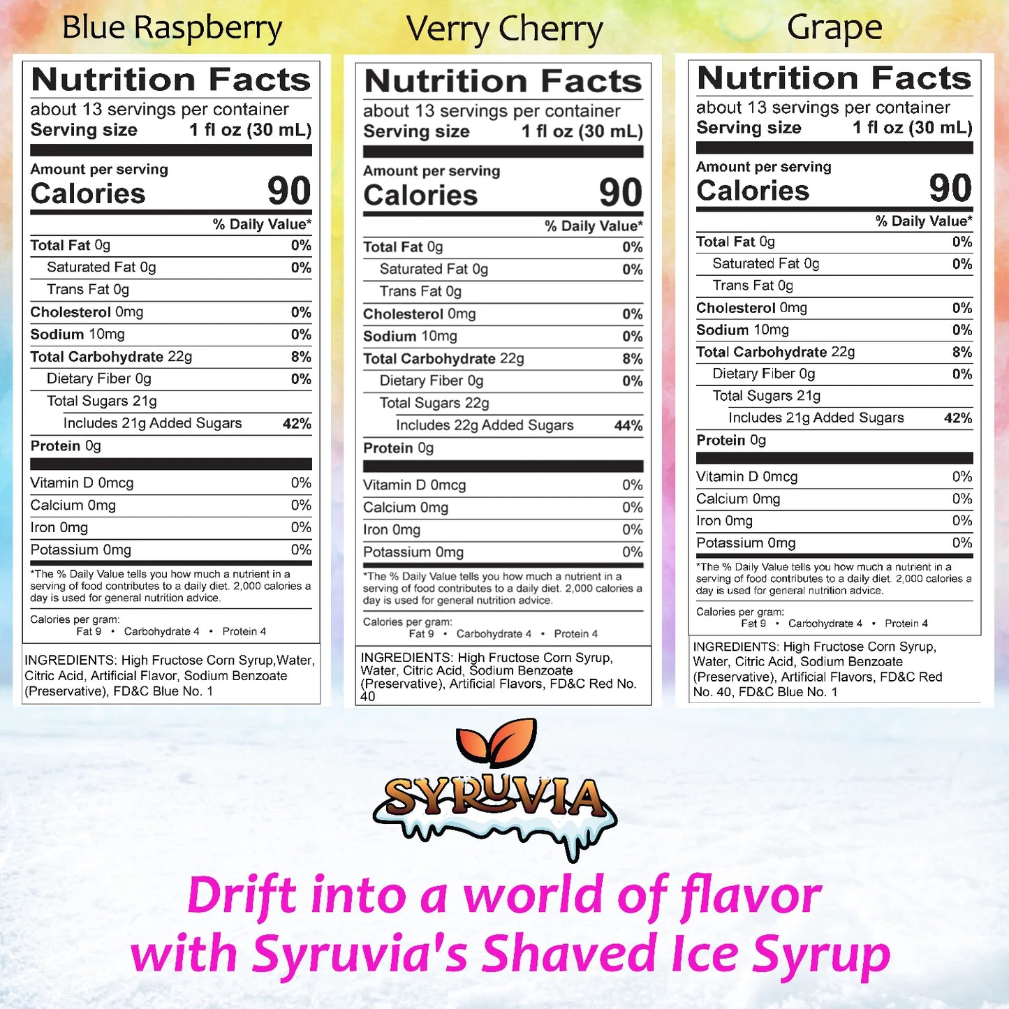 Blue Raspberry Very Cherry Grape snow syrup