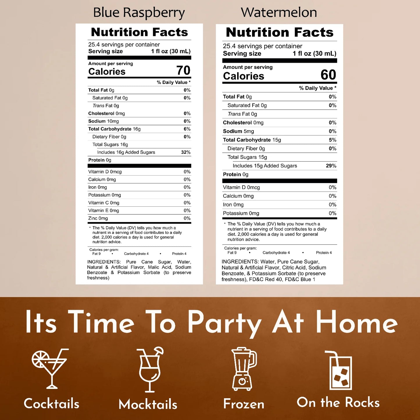 Syruvia Blue Raspberry Watermelon Syrup nutrition facts