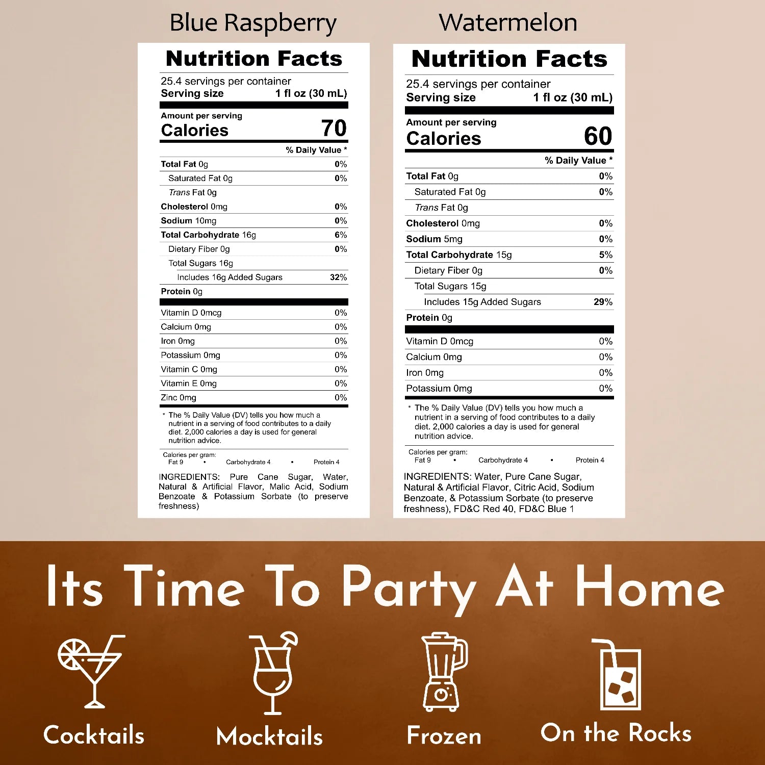 Syruvia Blue Raspberry Watermelon Syrup nutrition facts