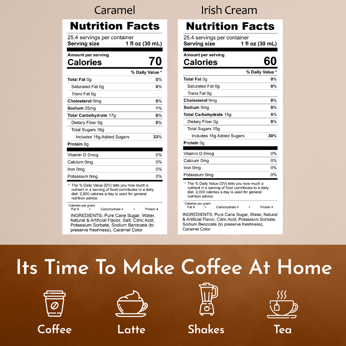 Caramel Irish Cream Nutrition Facts