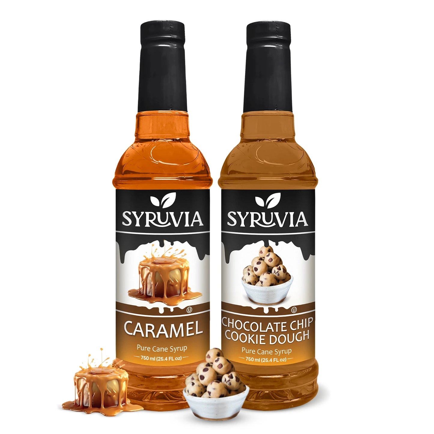 Variety Pack, Caramel, and Chocolate Chip Cookie Dough Syrup