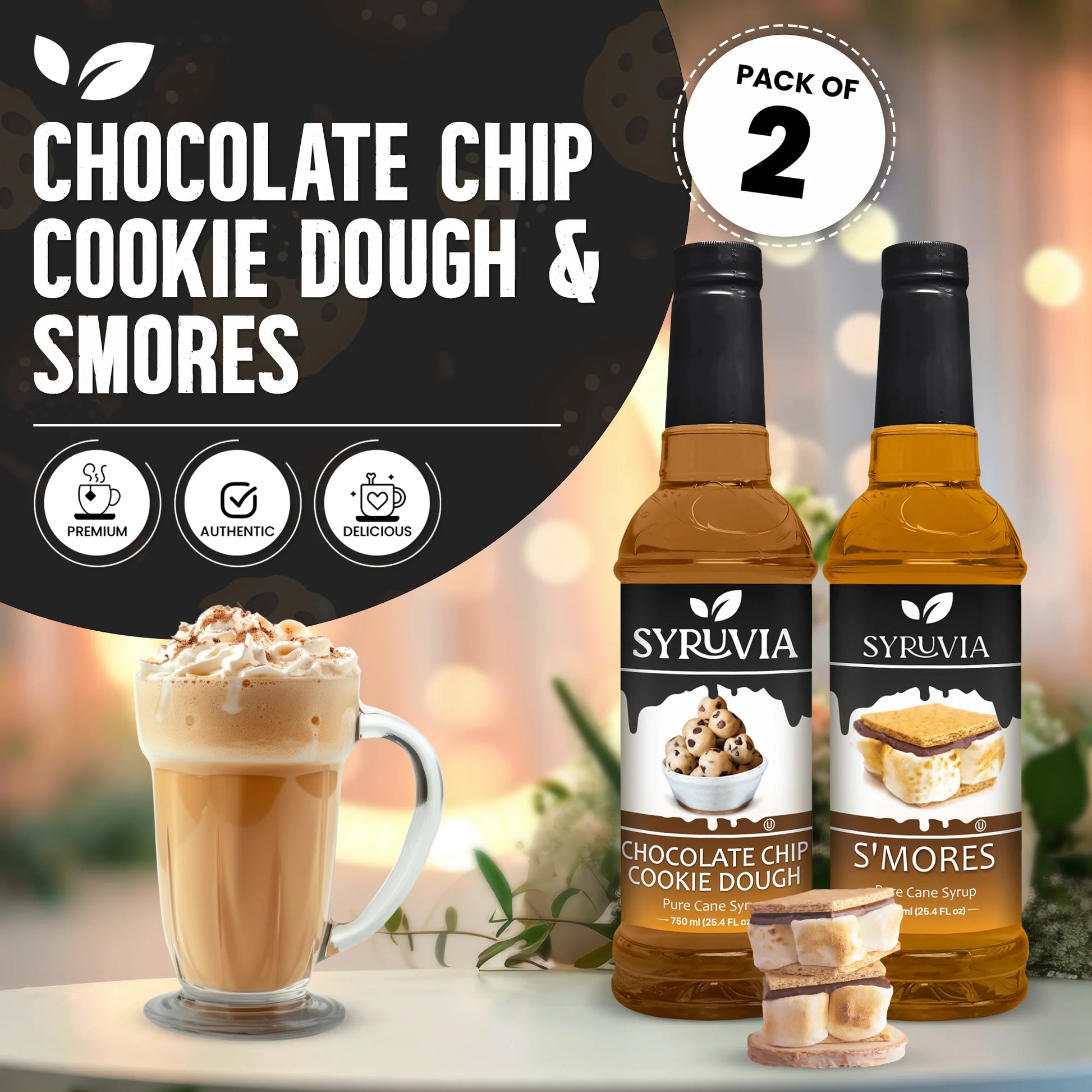 Chocolate Chip Cookie Dough Syrup S’mores Syrup for Coffee