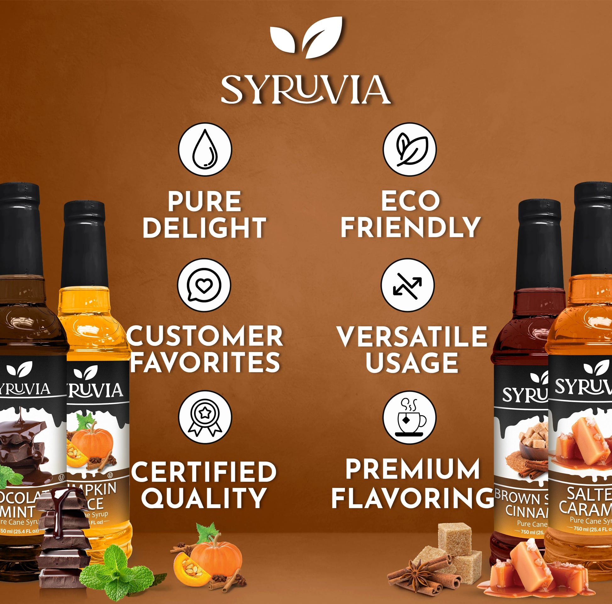 Chocolate Mint Syrup Salted Caramel Syrup Pumpkin Spice Syrup Brown Sugar Cinnamon coffee Syrup