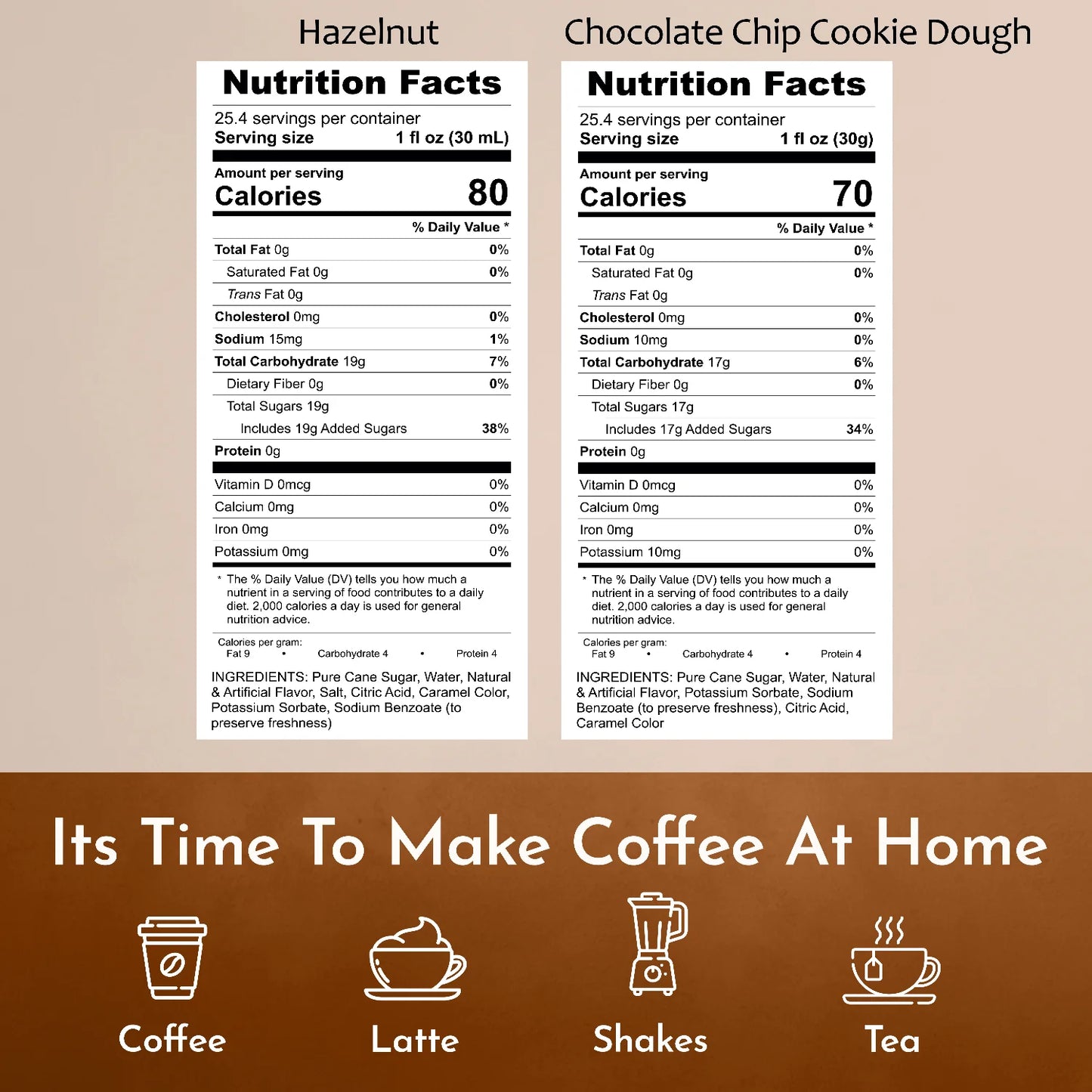 Syruvia Hazelnut Cookie Dough Syrup nutrition facts
