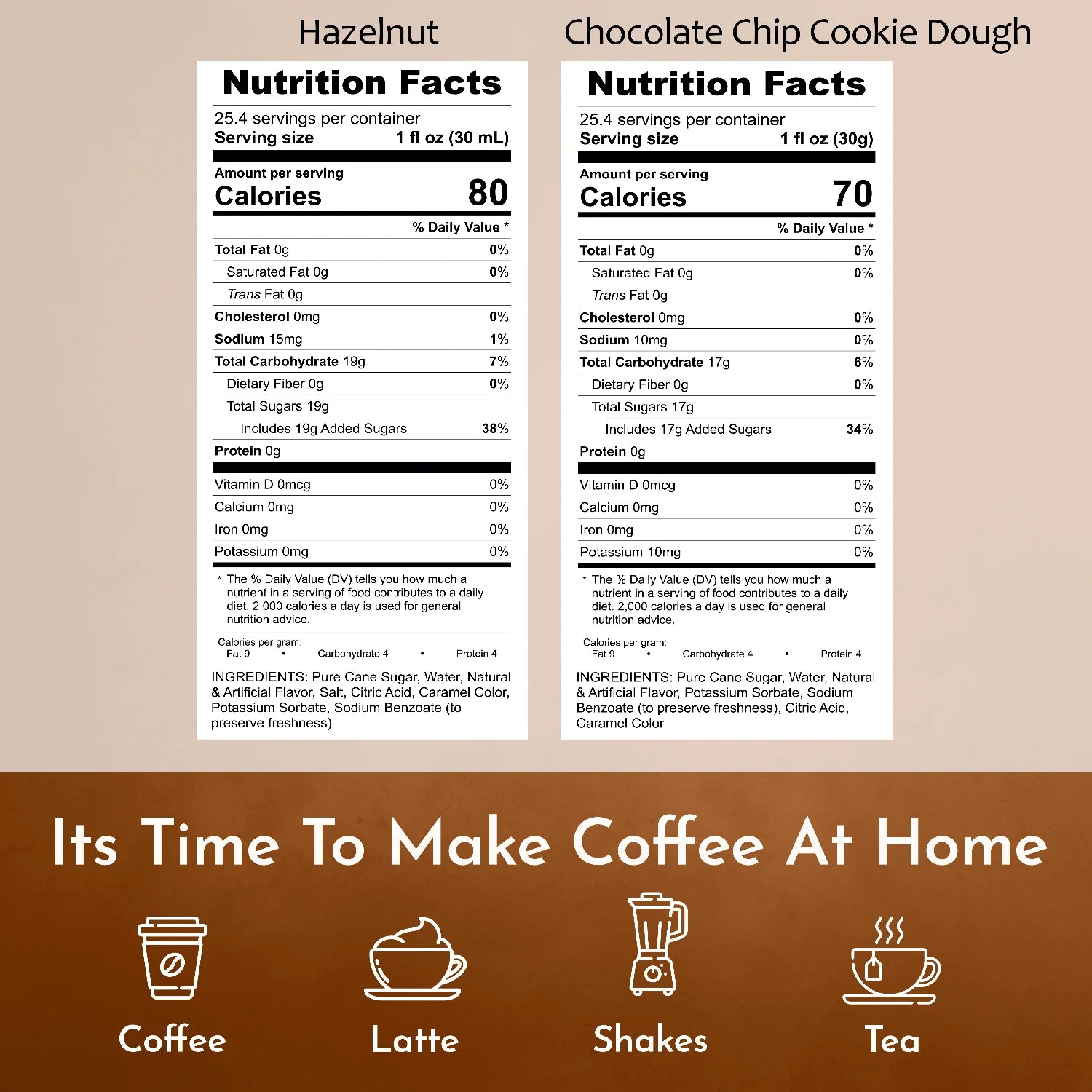 Syruvia Hazelnut Cookie Dough Syrup nutrition facts