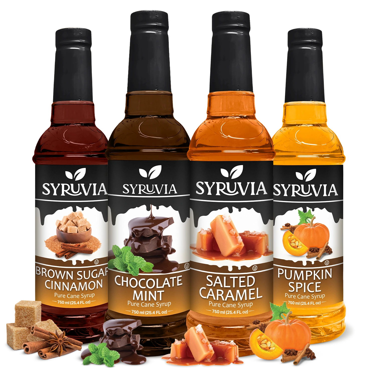 Chocolate Mint Syrup Salted Caramel Syrup Pumpkin Spice Syrup Brown Sugar Cinnamon Syrup