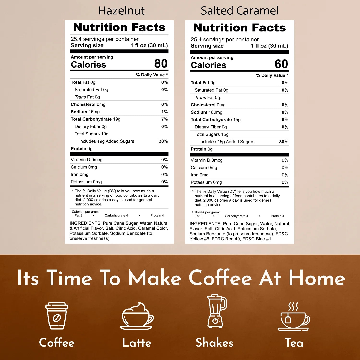Hazelnut Syrup Salted Caramel Syrup Nutrition Facts