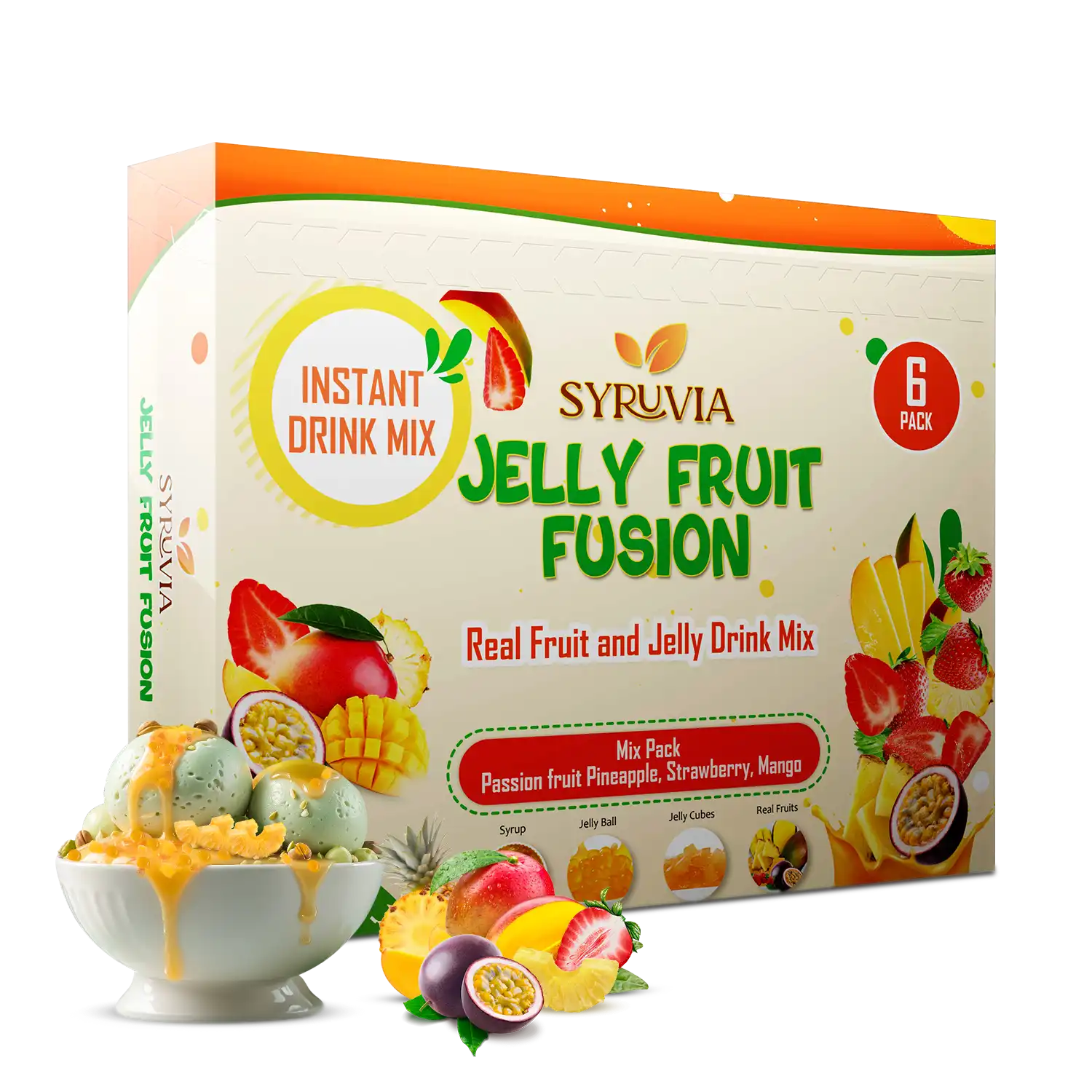 Jelly Ball Drink Mix Passion fruit Pineapple Strawberry Mango