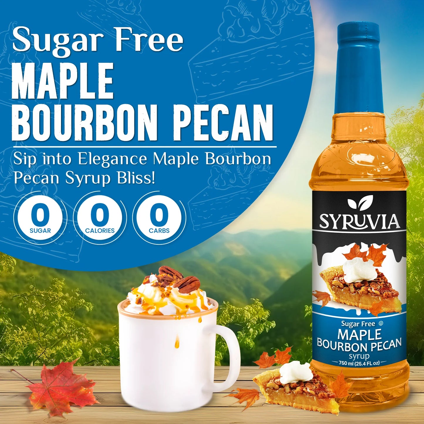 Maple Bourbon Pecan sugar free syrup for coffee