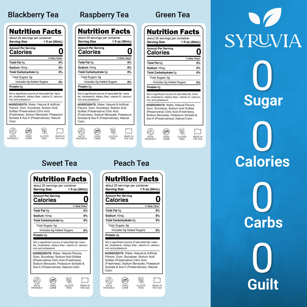 Syruvia Sugar Free Tea Flavor Collection