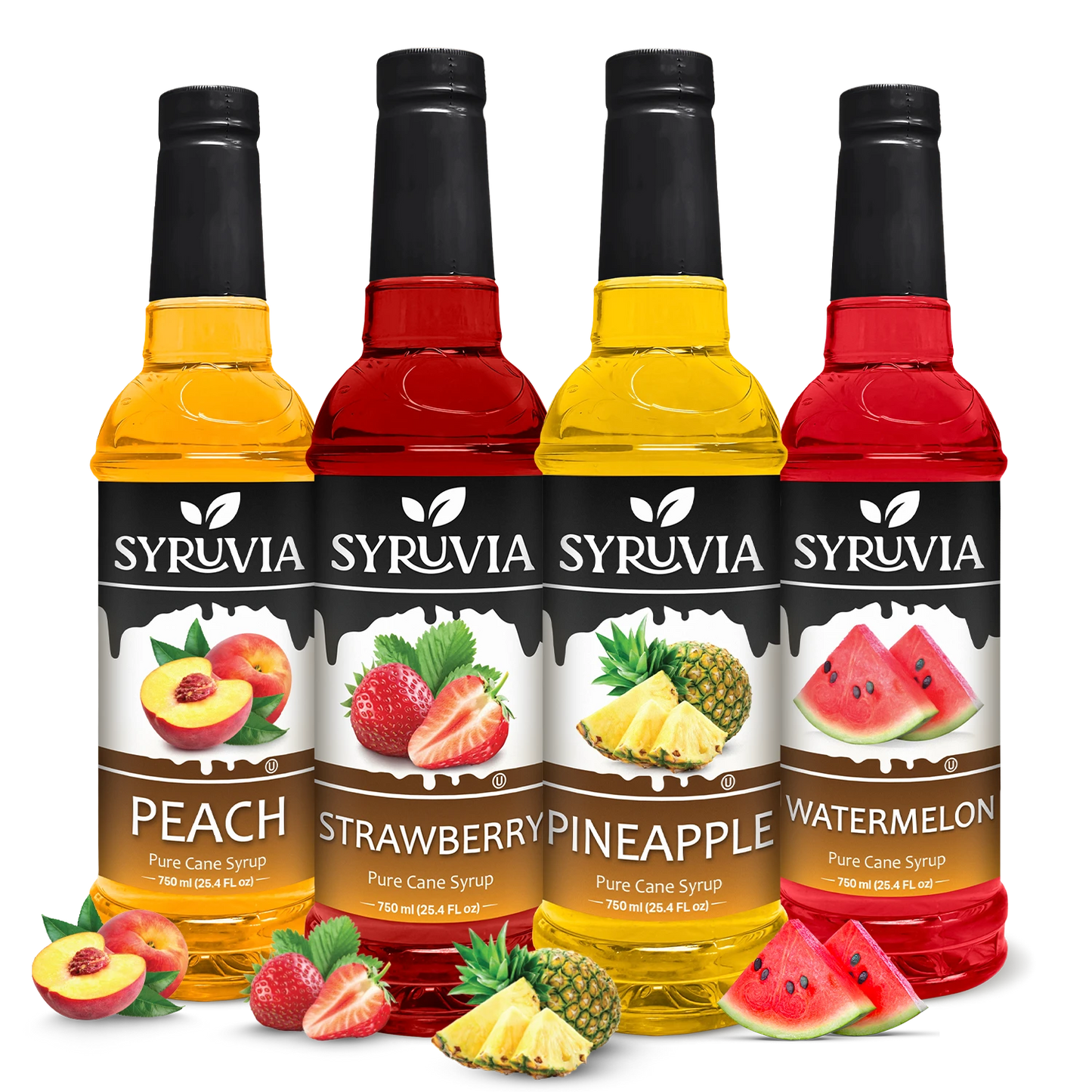 Variety Pack, Peach, Pineapple, Watermelon, and Strawberry Syrup