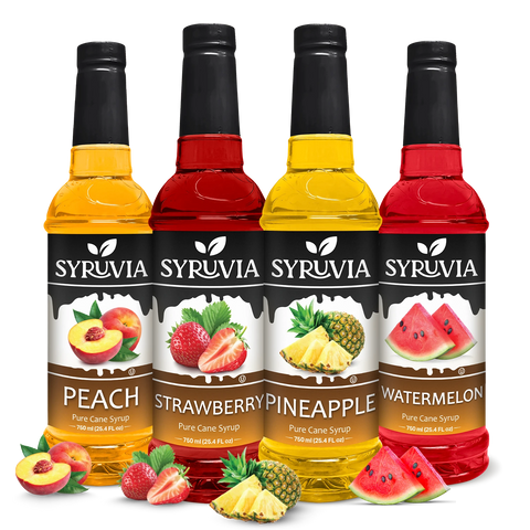 Variety Pack, Peach, Pineapple, Watermelon, and Strawberry Syrup