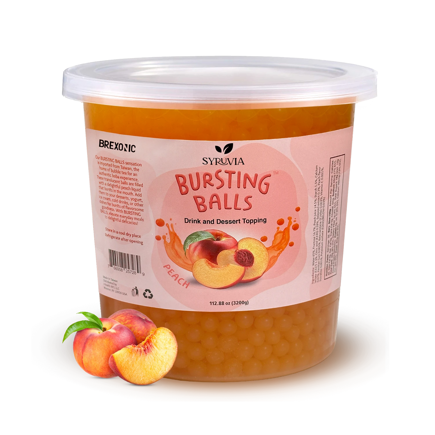 Peach bursting Balls dessert topping