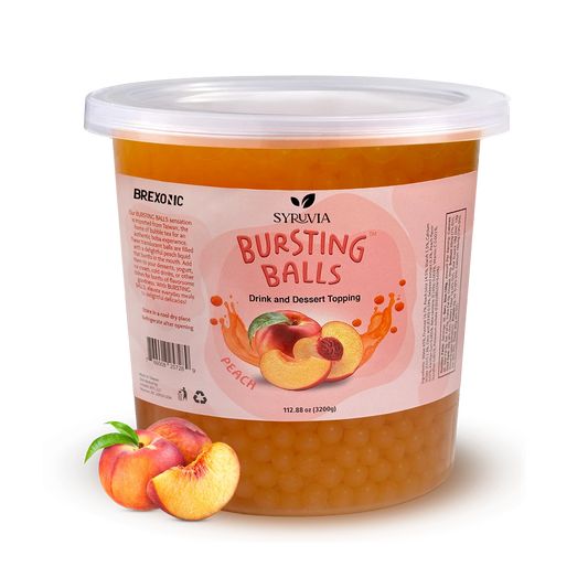 Peach bursting Balls dessert topping