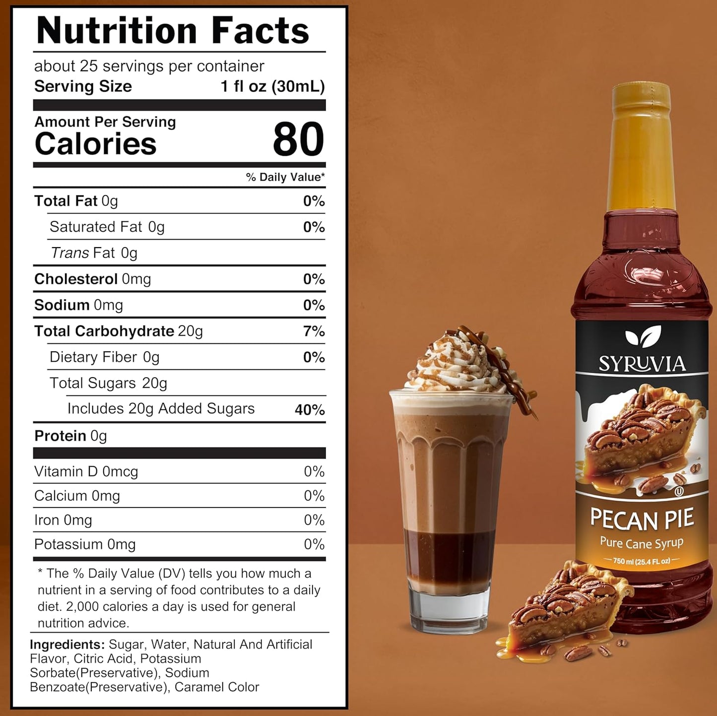 Pecan Pie Coffee Syrup nutrition facts