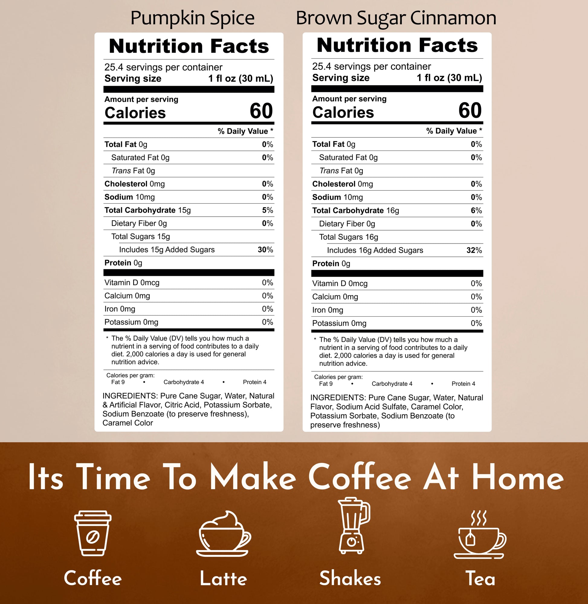 Pumpkin Spice Syrup Brown Sugar Cinnamon Syrup Nutrition Facts