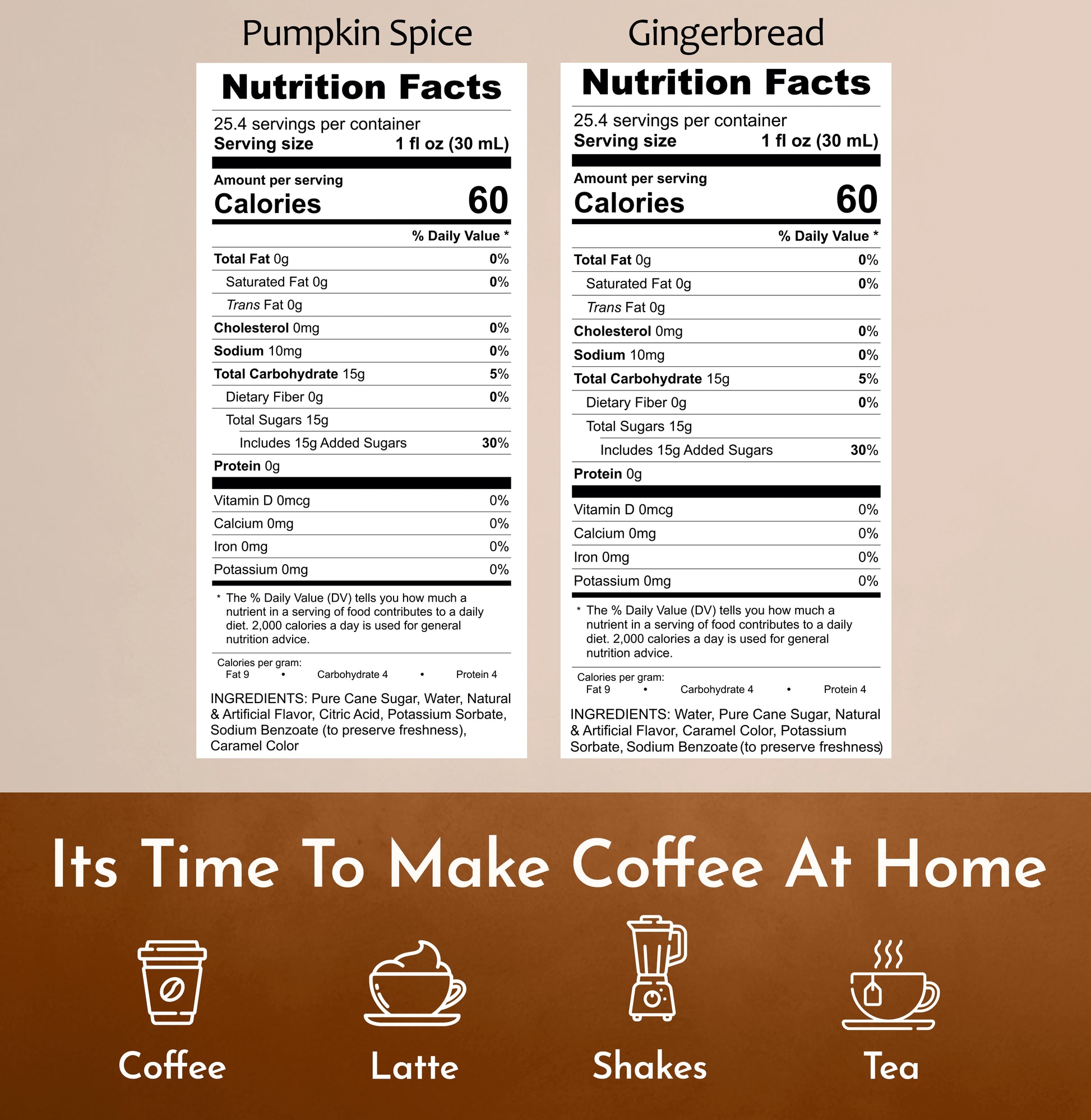 Pumpkin Spice Syrup Gingerbread Syrup Nutrition Facts