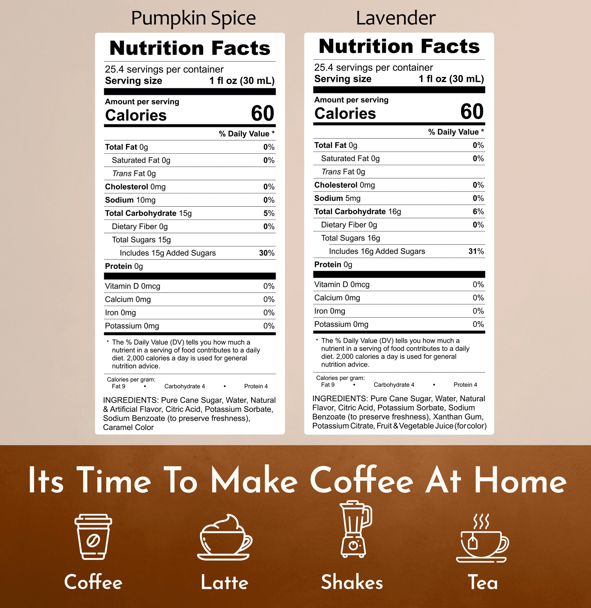 Pumpkin Spice Syrup Lavender Syrup Nutrition Facts