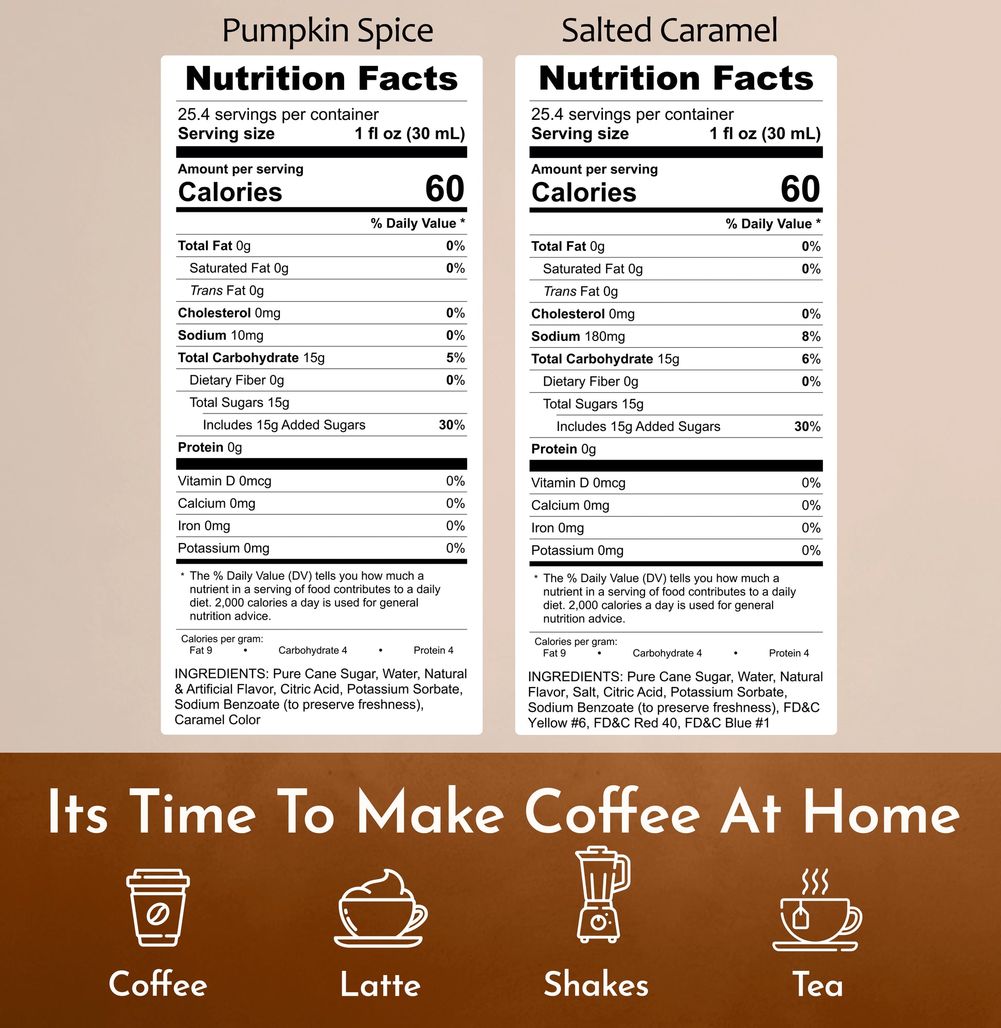 Pumpkin Spice Syrup Salted Caramel Syrup Nutrition Facts
