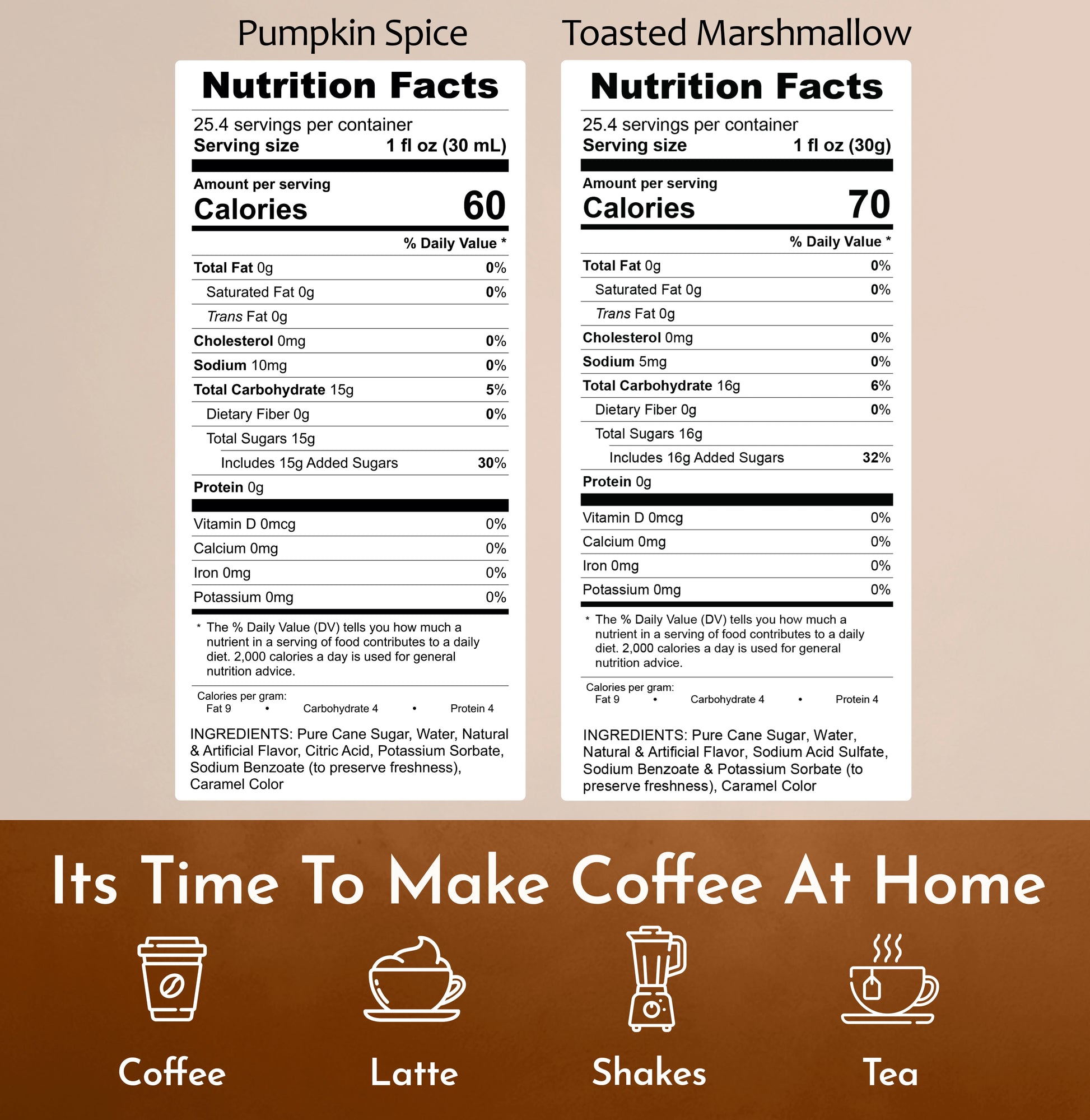 Pumpkin Spice Syrup Toasted Marshmallow Syrup Nutrition Facts