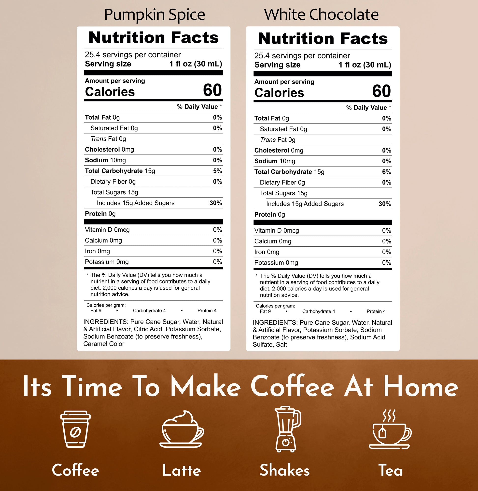 Pumpkin Spice Syrup White Chocolate Syrup Nutrition Facts