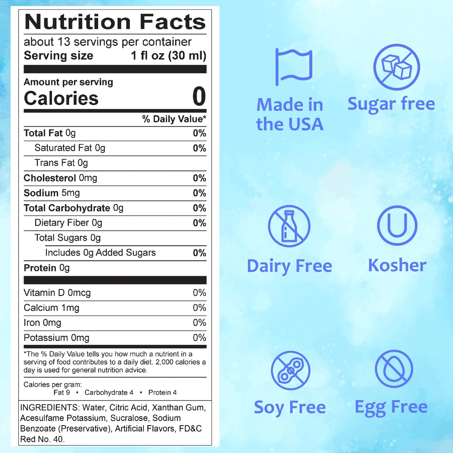 Snow-Cone Sugar-Free Very Cherry Nutrition Facts