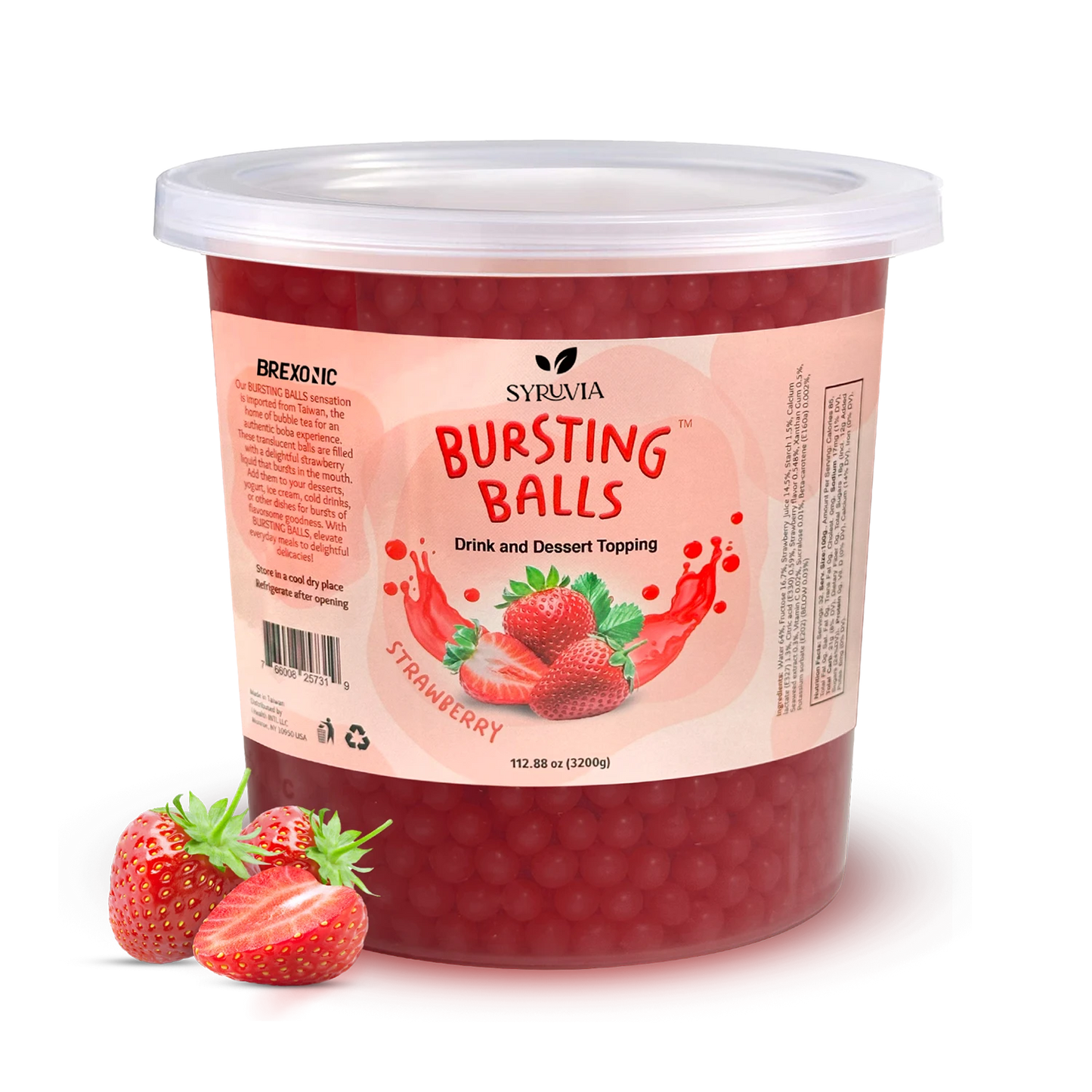 Strawberry bursting Balls dessert topping