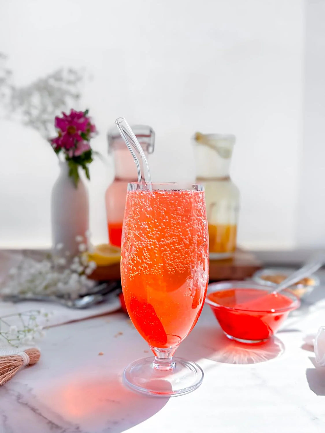 Strawberry jelly boba drink mix packets
