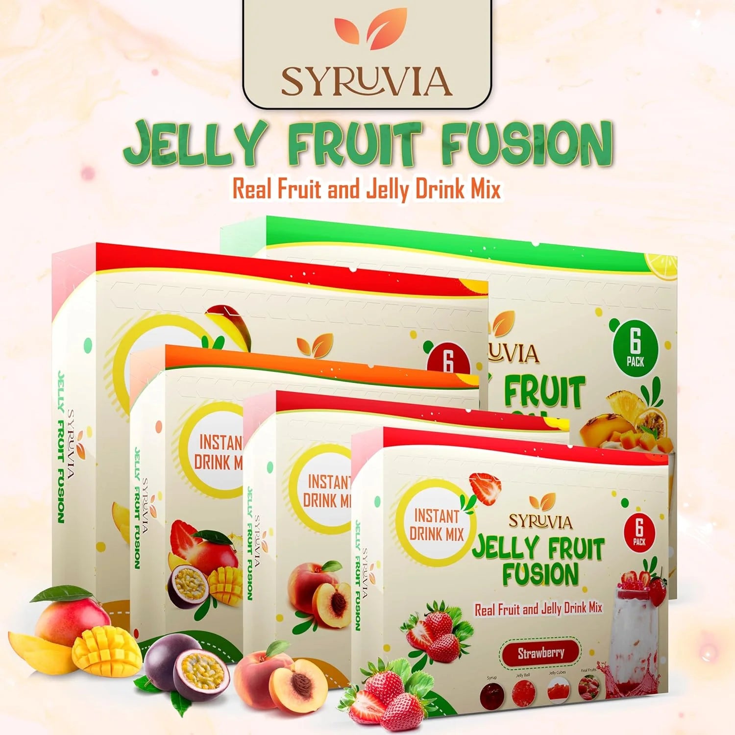 Strawberry jelly fruit drink mix packets