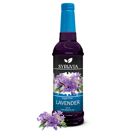 Syruvia Sugar Free Lavender Syrup Bottle 750ml With Fresh Lavender Flowers