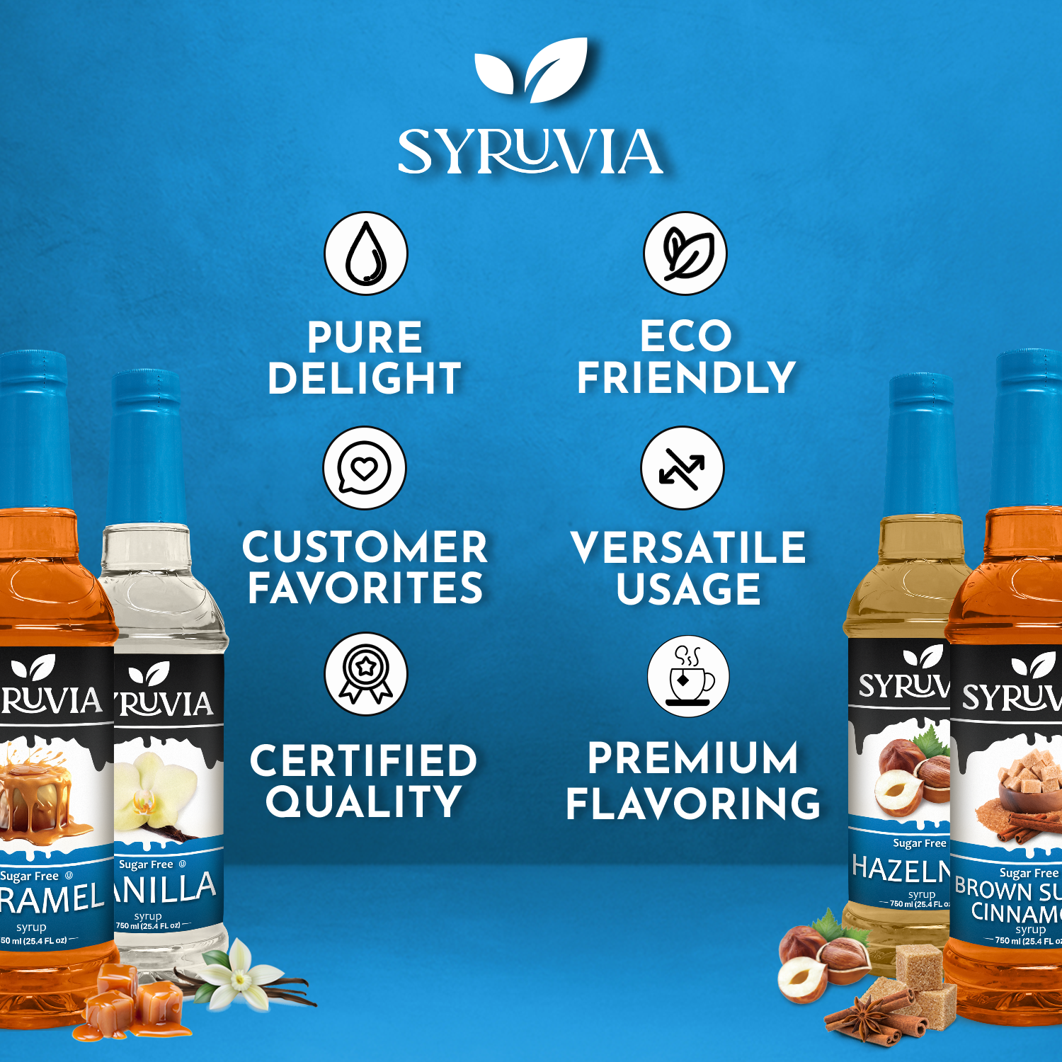 Sugar Free Vanilla Caramel Hazelnut Brown Sugar Cinnamon  Syrup for coffee