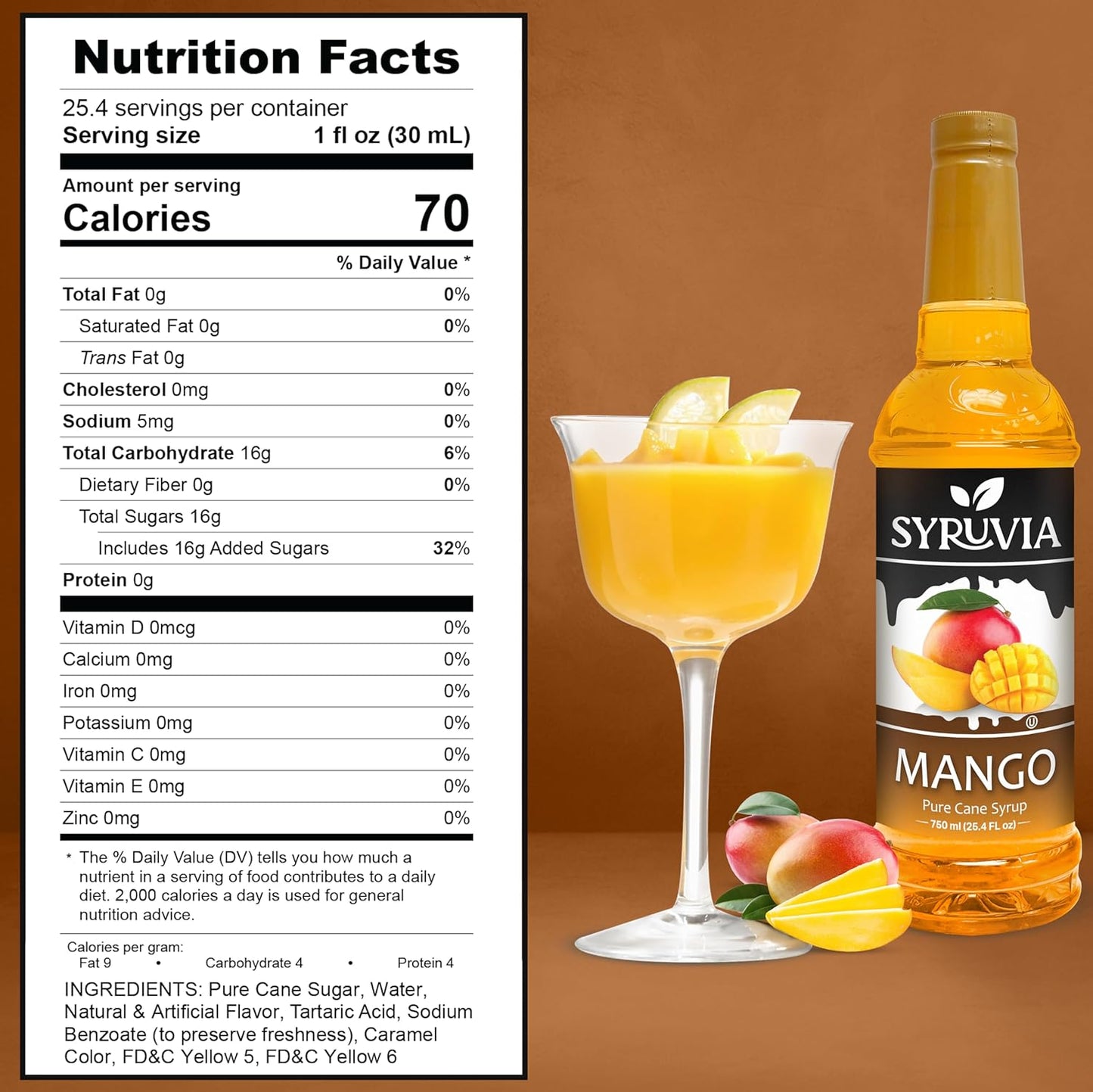 Syruvia Nutrition Facts Mango syrup