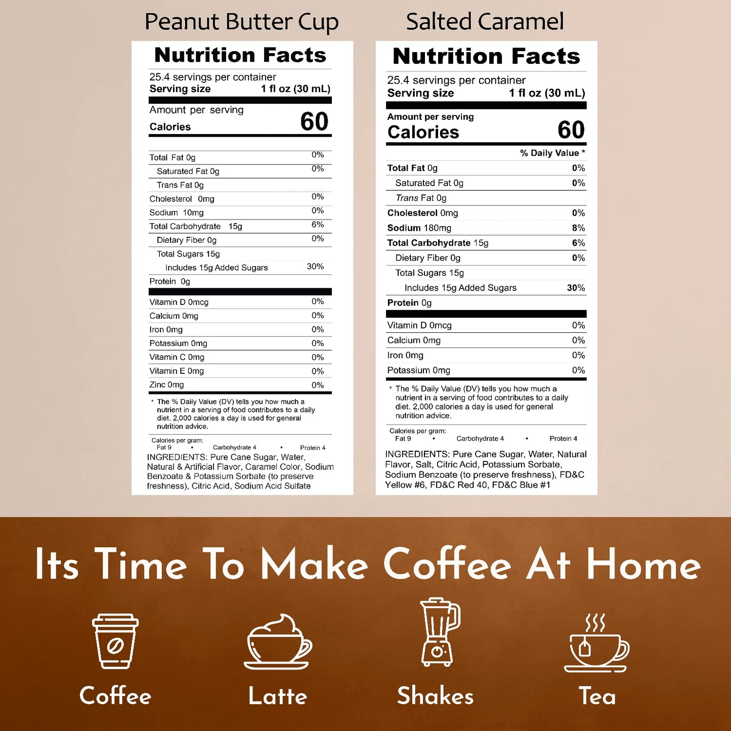 Syruvia Nutrition Facts Peanut Butter Cup Salted Caramel Syrup