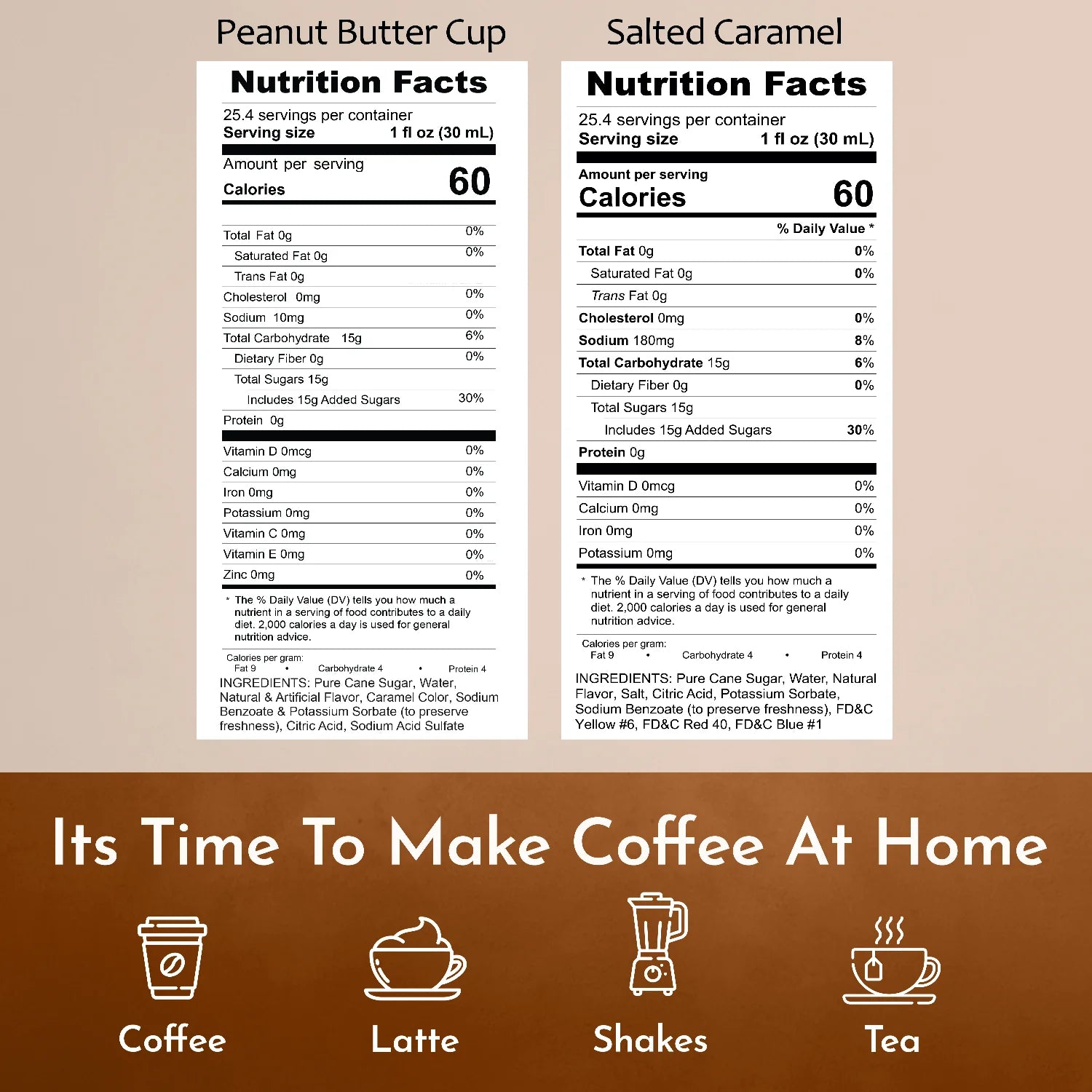 Syruvia Nutrition Facts Peanut Butter Cup Salted Caramel Syrup