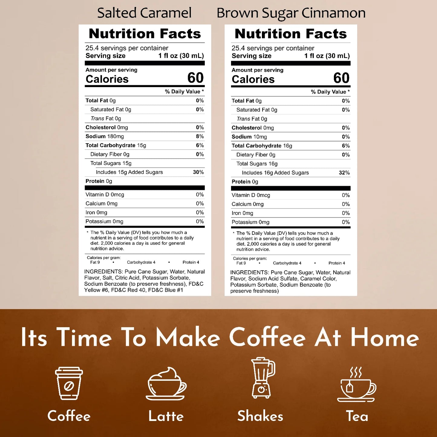 Syruvia Nutrition Facts Salted Caramel Brown Sugar Cinnamon Coffee Syrup