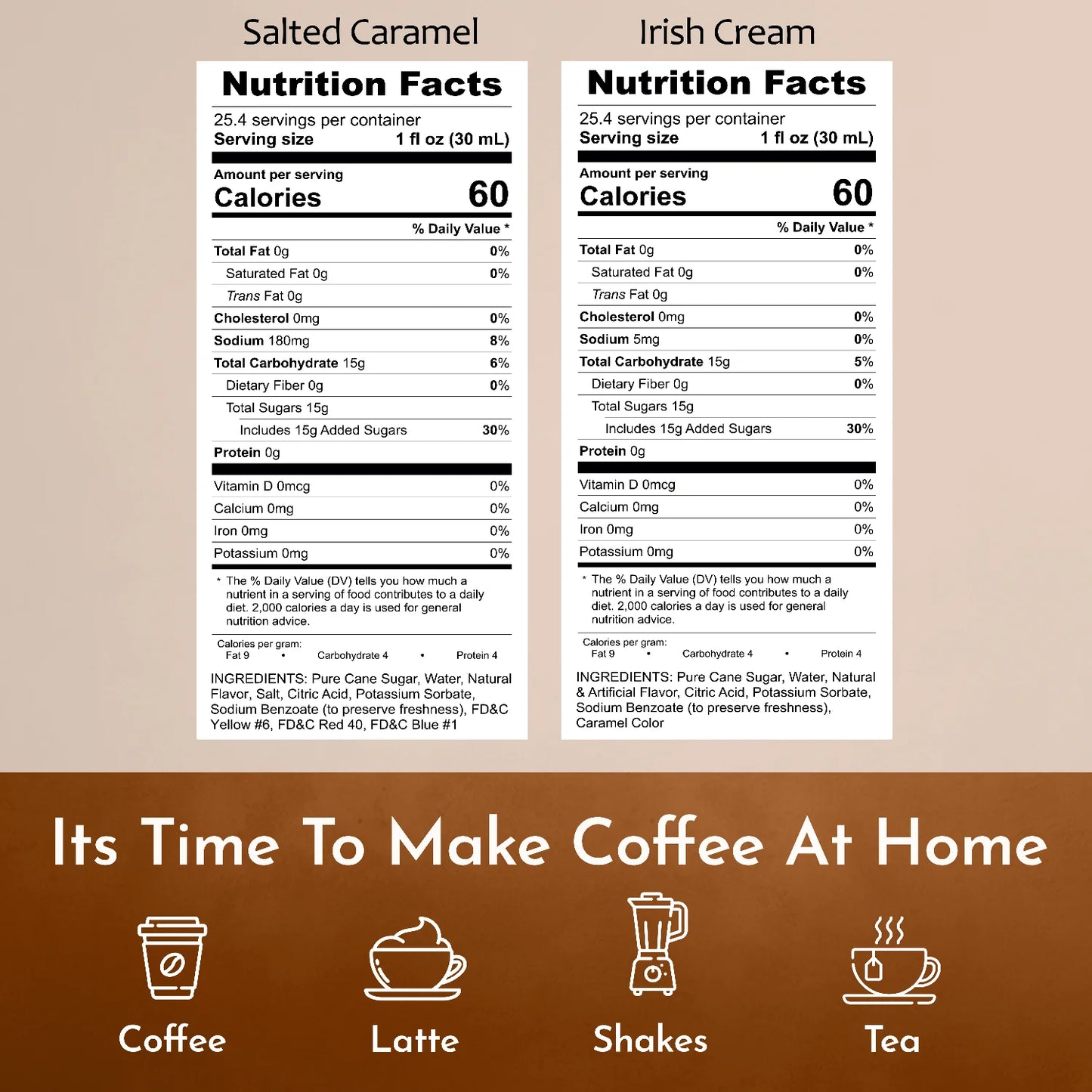 Syruvia Nutrition Facts Salted Caramel Irish Cream Coffee Syrup