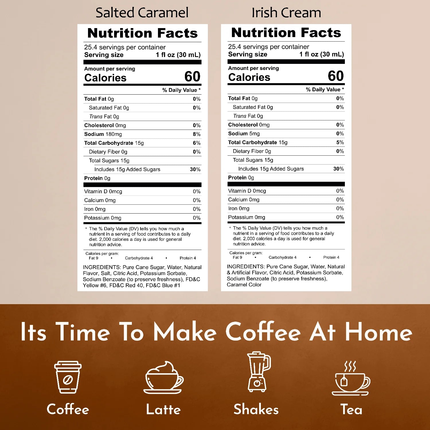 Syruvia Nutrition Facts Salted Caramel Irish Cream Coffee Syrup
