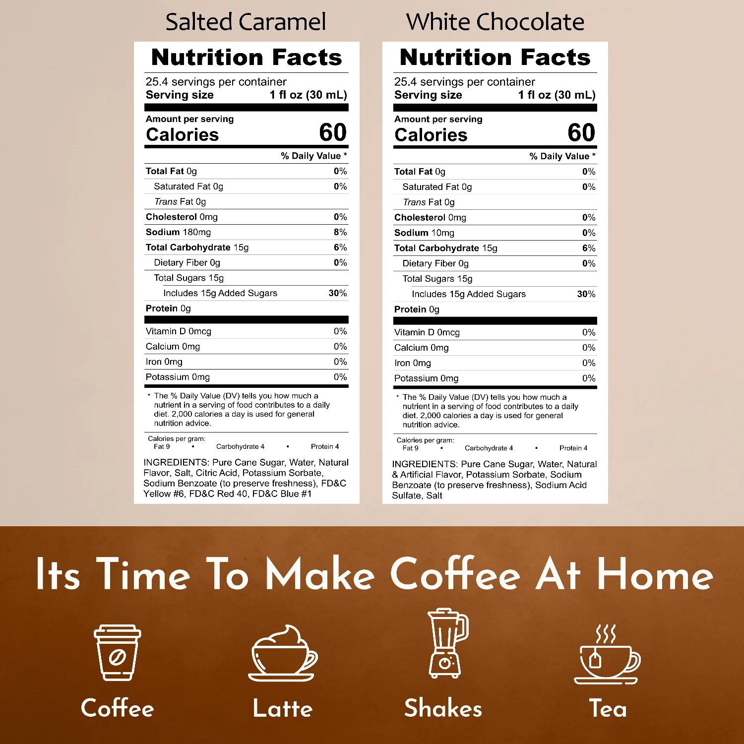 Syruvia Nutrition Facts Salted Caramel White Chocolate Coffee Syrup