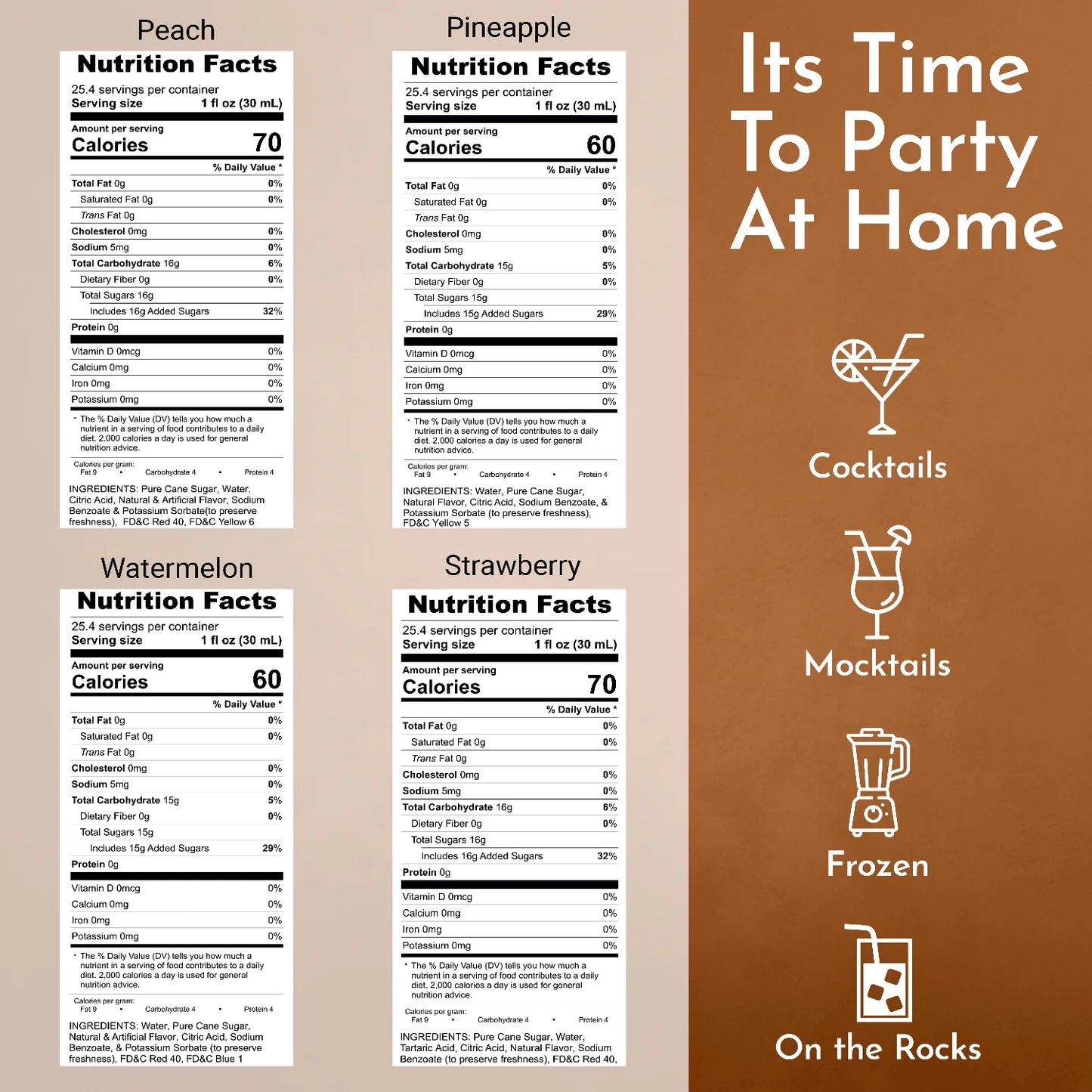 Syruvia Peach Pineapple Watermelon Strawberry Syrup nutrition facts