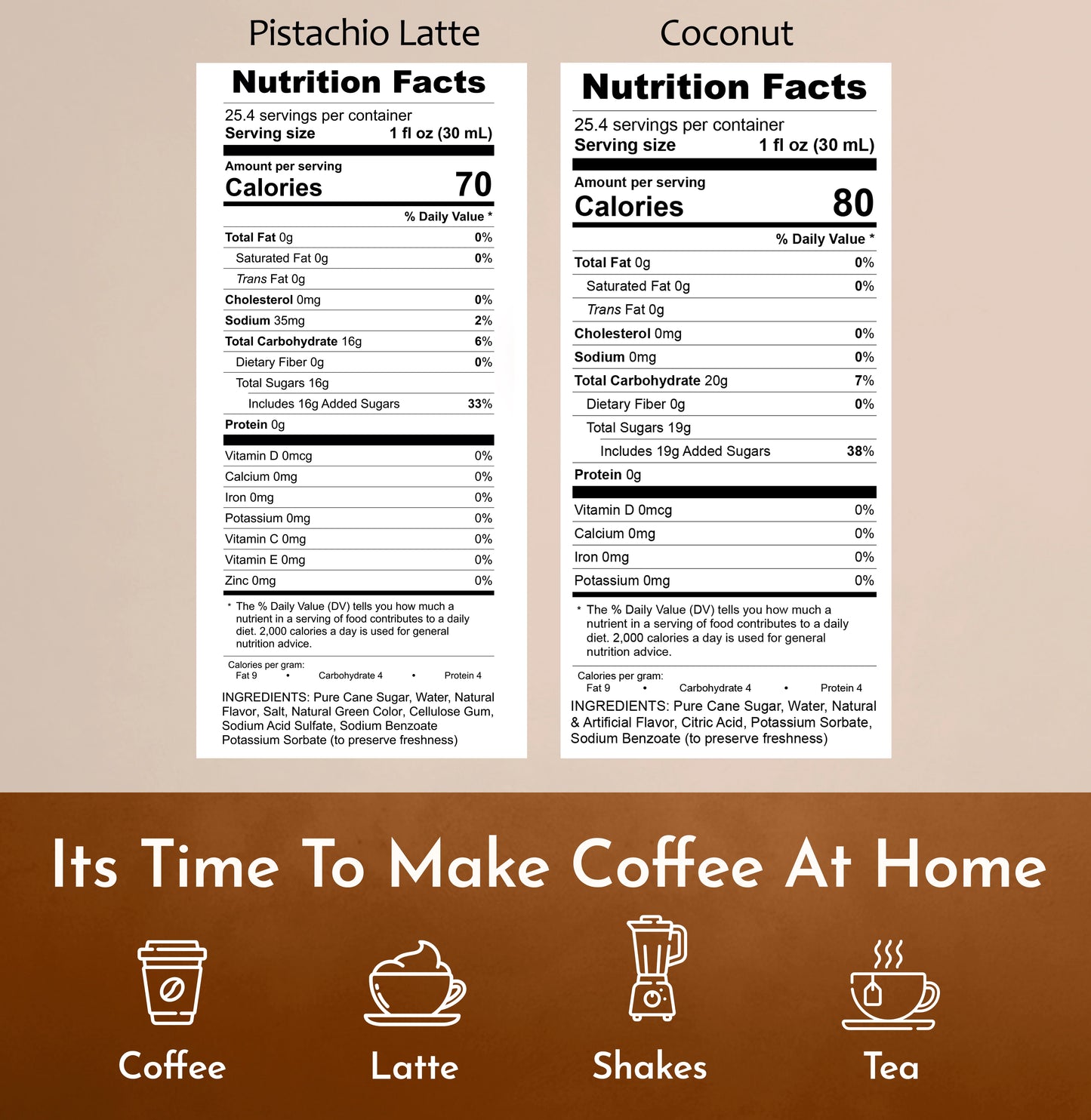 Syruvia Pistachio Latte Coconut nutrition facts