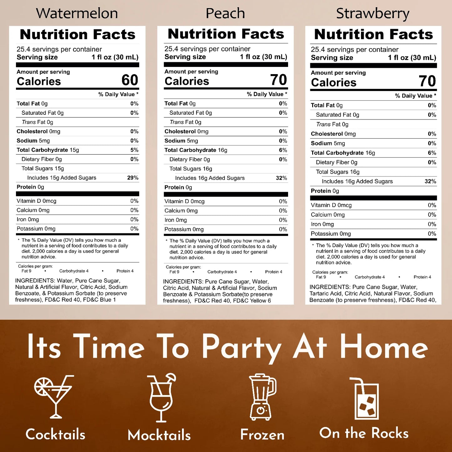 Syruvia Watermelon Peach Strawberry Syrup nutrition facts
