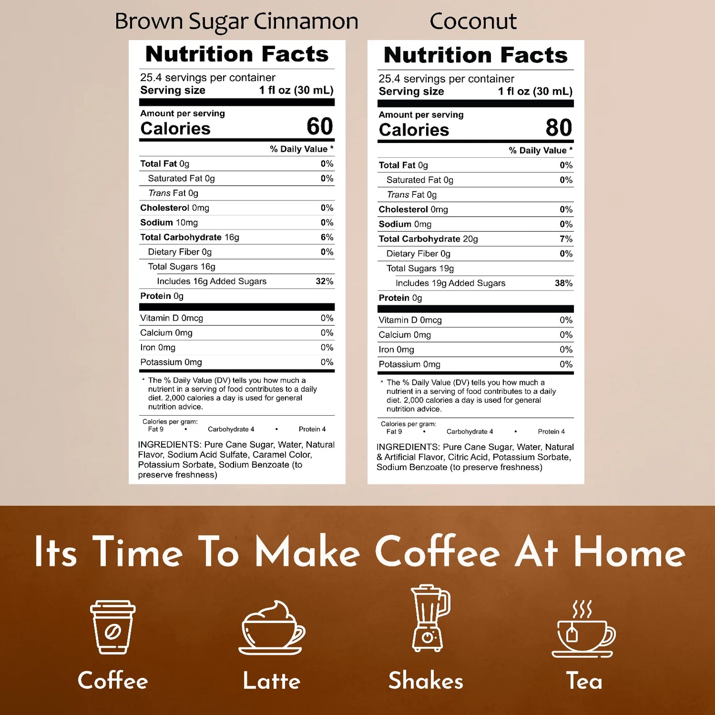 Syruvia coconut brown sugar coffee syrup nutrition facts