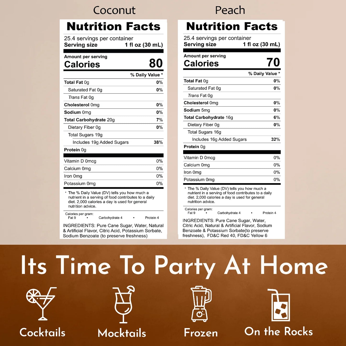 Syruvia coconut peach syrup nutrition facts
