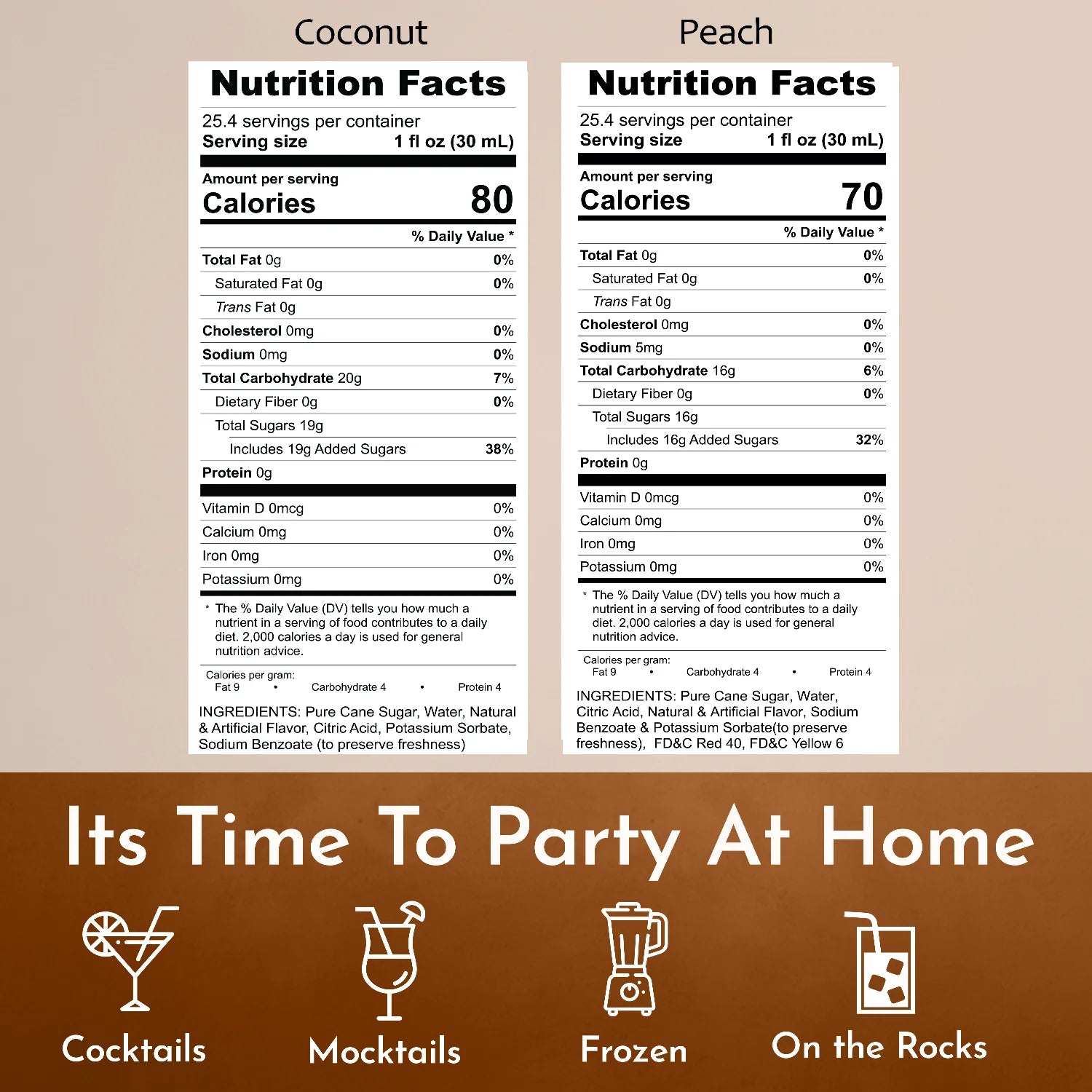 Syruvia coconut peach syrup nutrition facts