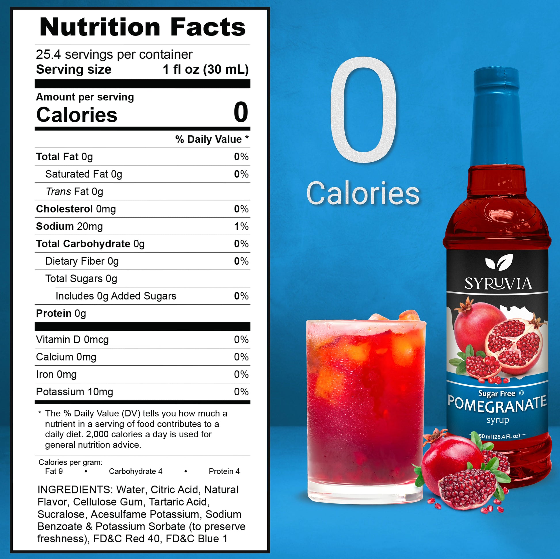 Syruvia Pomegranate sugar free syrup nutrition facts